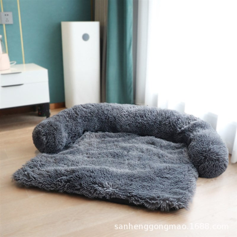 Plush dog kennel cat kennel pet sofa bed large medium and small kennel sofa cushion dog bed kennel plush blanket