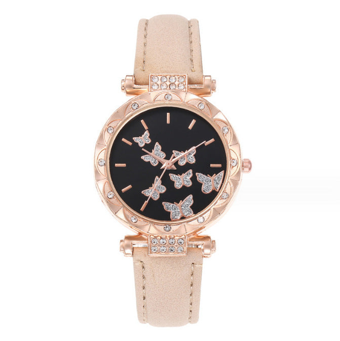 New Douyin popular women's watch, fashionable and personalized simple watch, butterfly digital belt watch wholesale