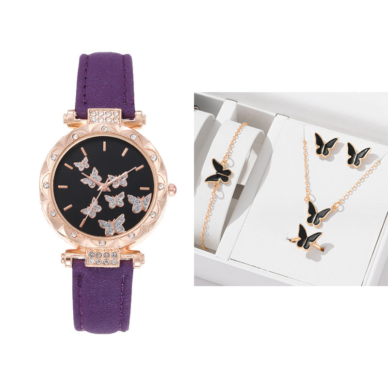 New Douyin popular women's watch, fashionable and personalized simple watch, butterfly digital belt watch wholesale