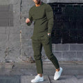 European goods foreign trade men's clothing suit spring and autumn style two-piece suit round neck long-sleeved T-shirt trousers suit men's autumn casual wear