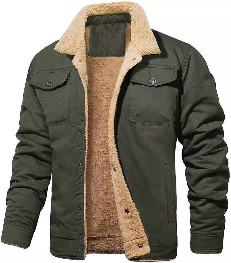 2023 cross-border autumn and winter new men's jackets lamb wool plus velvet cotton workwear casual jackets for men