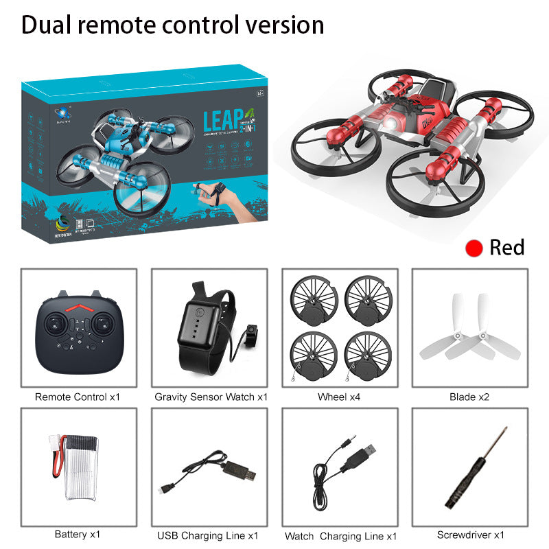 Land and air folding deformation motorcycle quadcopter gesture sensing aerial drone remote control aircraft toy