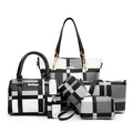 The new plaid six-piece tote bag contrasting color trend one-shoulder handbags cross-border one-piece drop-shipping to the world