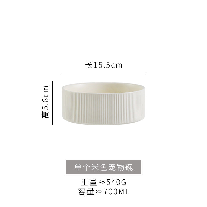 Ceramic pet bowl, simple cat and dog integrated wooden frame, double bowl, cat food bowl, anti-knock drinking bowl, cross-border wholesale