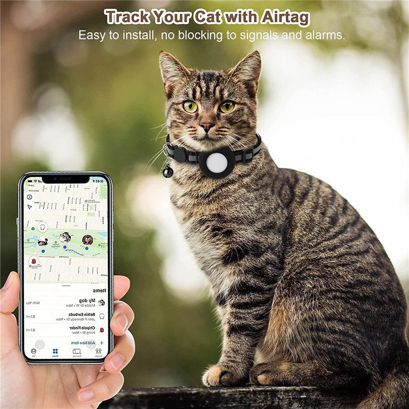 Suitable for Apple Airtag tracker protective case pet reflective belt bell fish bone pendant collar cat collar