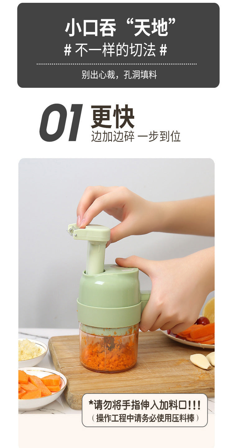 Gatling vegetable cutting kitchen two-in-one wireless electric garlic artifact garlic masher automatic pressure-pull garlic mixer