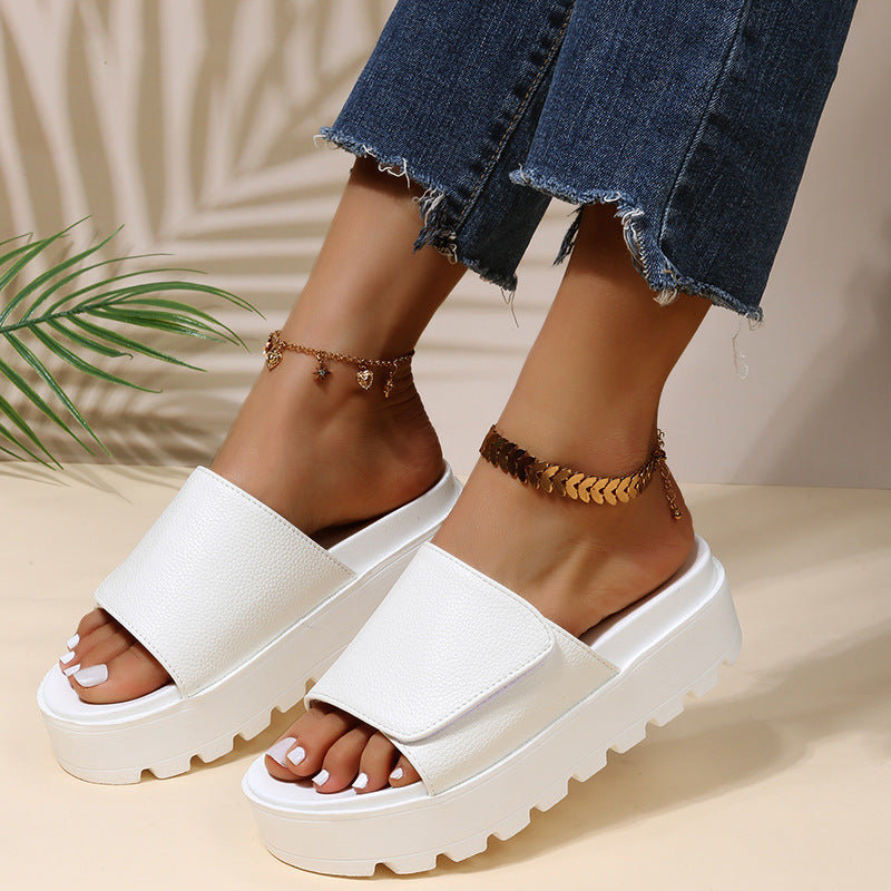 Foreign trade women's shoes 2022 summer new fish mouth open-toe thick-soled sandals and slippers women's European and American women's large size beach sandals