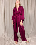 European and American foreign trade sexy lingerie, women's nightgown, sexy home pajamas, stretch satin top and pants two-piece set