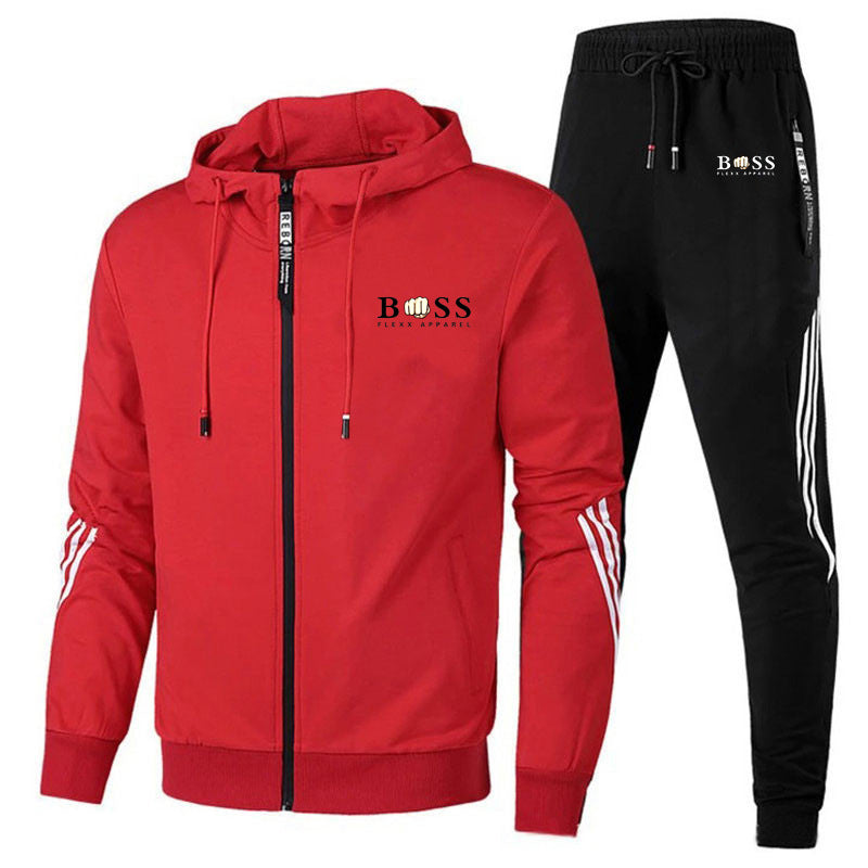 Cross-border new casual sports two-piece men's sweater suit hoodie printing men's sweater spot printing