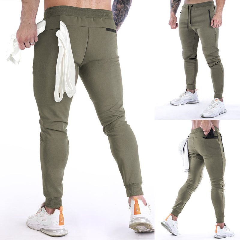 European and American cross-border new muscle fitness sports trousers men's back hanging towel small foot training pants direct sales wholesale