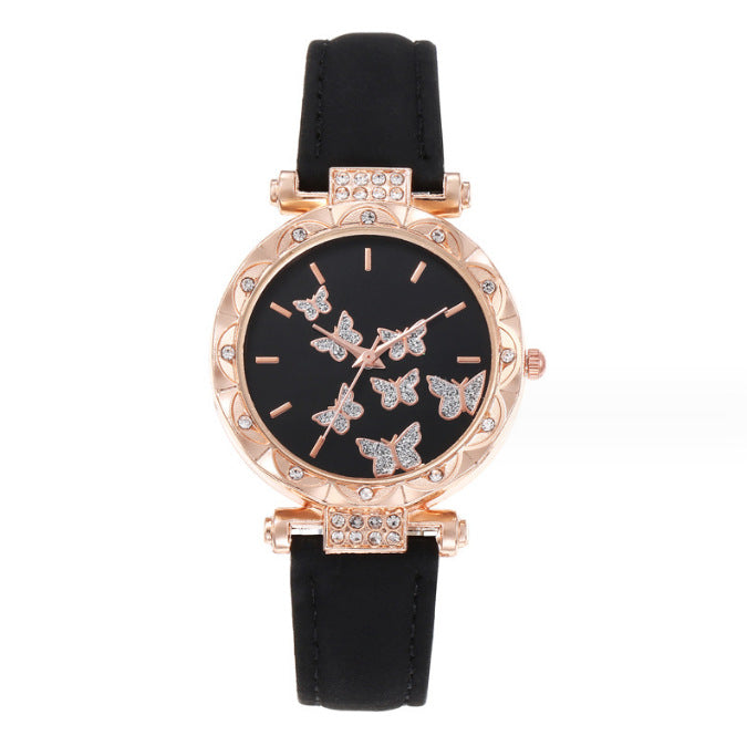 New Douyin popular women's watch, fashionable and personalized simple watch, butterfly digital belt watch wholesale