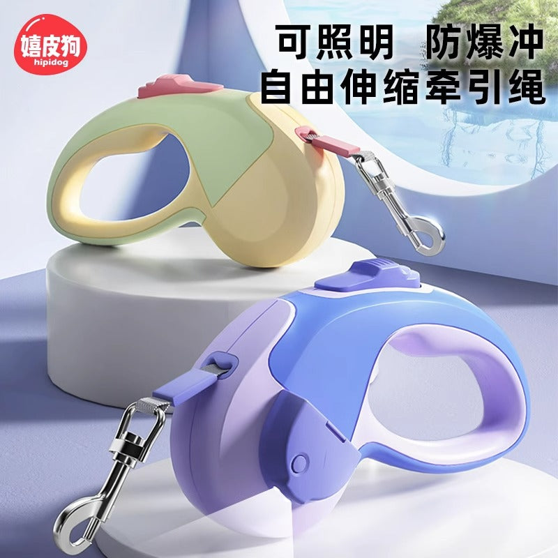 Dog retractable luminous automatic leash small and medium-sized dog walking rope dog chain Teddy outing pet supplies