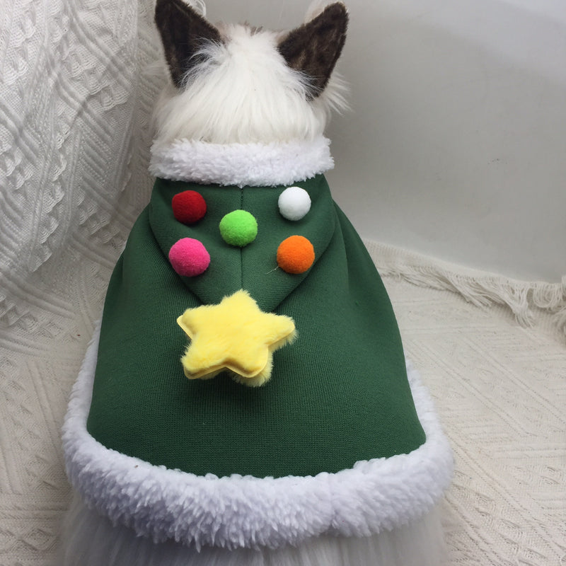 Cat New Year's Christmas clothes cloak cloak pet puppy hat Teddy bear elk Christmas tree autumn and winter