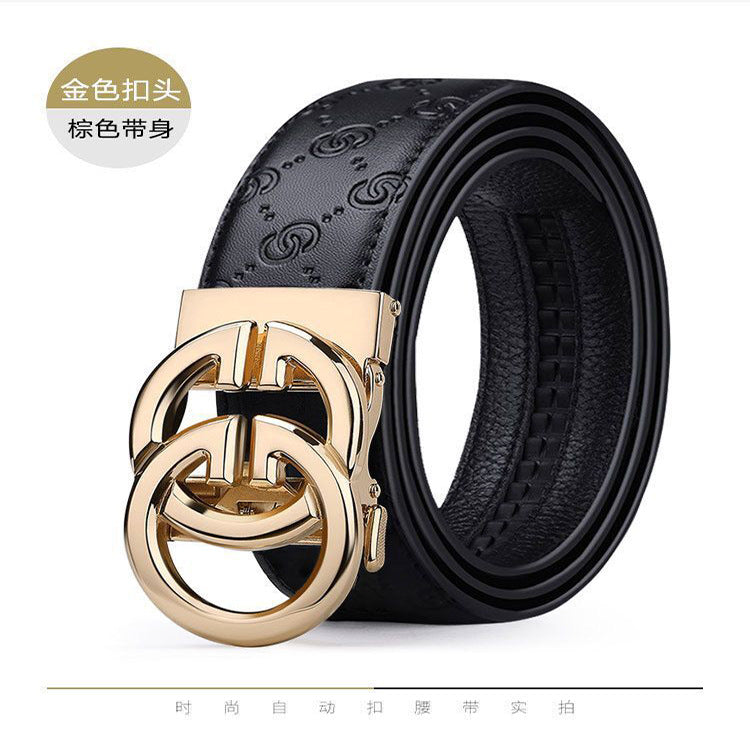 Men's leather belt automatic buckle business trend new style belt high-end cowboy versatile youth fashion belt