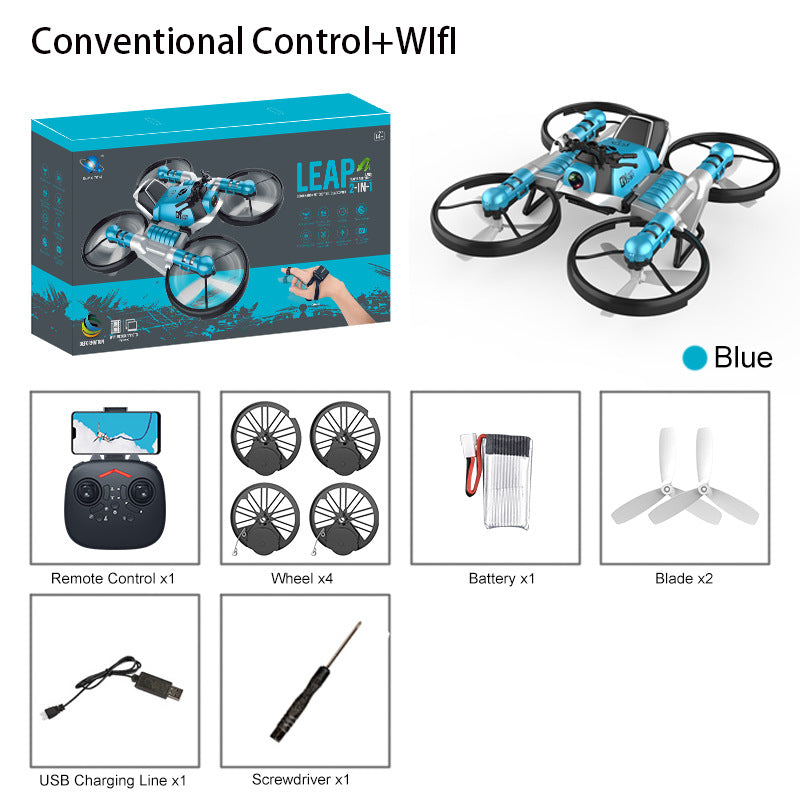 Land and air folding deformation motorcycle quadcopter gesture sensing aerial drone remote control aircraft toy