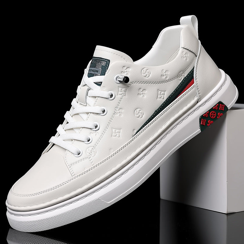 Men's shoes 2023 autumn new British fashion genuine leather casual white shoes men's trendy all-match slip-on sneakers