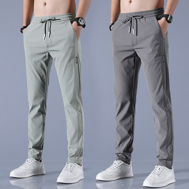 Ice silk casual trousers men's summer thin section 2022 Korean version of work work trend loose straight breathable sports pants
