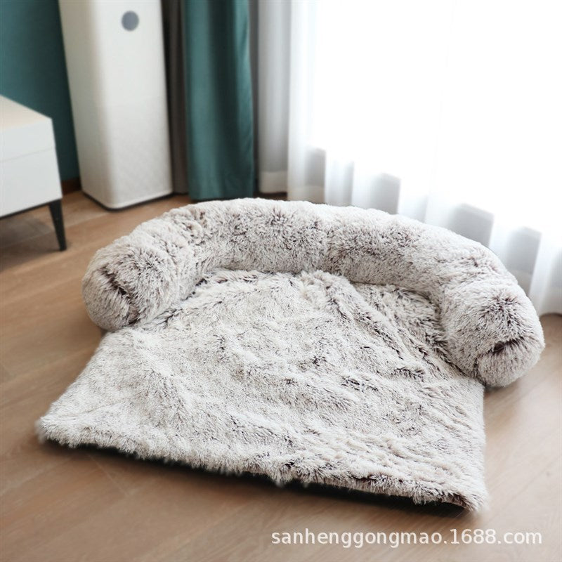 Plush dog kennel cat kennel pet sofa bed large medium and small kennel sofa cushion dog bed kennel plush blanket