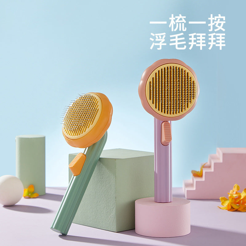 Pet comb to remove floating hair comb hair remover magic tool to clean long hair with one key pet cat supplies sun flower comb