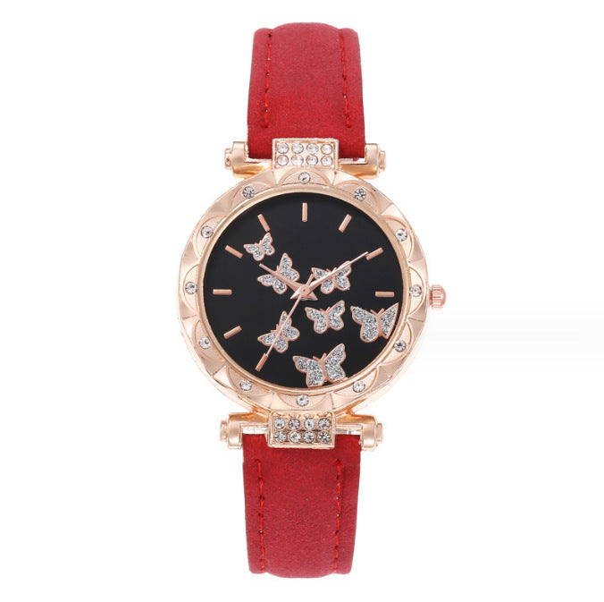 New Douyin popular women's watch, fashionable and personalized simple watch, butterfly digital belt watch wholesale