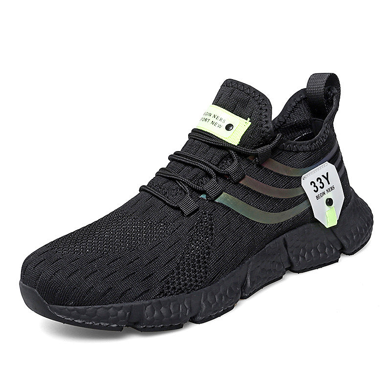 2023 cross-border running shoes men's soft sole men's and women's flying woven mesh sports shoes men's breathable popcorn sole men's shoes aliexpress