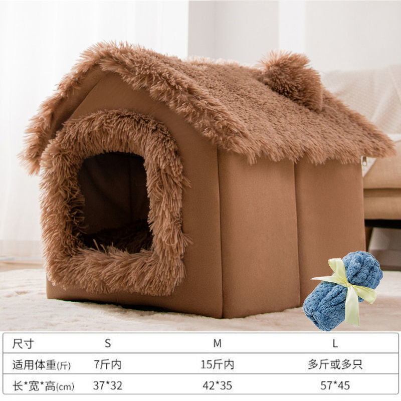 Double roof detachable and washable dog house four seasons universal cat bed autumn and winter tent dog bed pet bed cat house dog house dog house