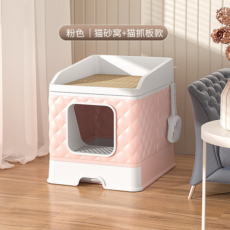 Pet cat litter box extra large fully enclosed foldable anti-splash cat toilet dog cleaning cat supplies wholesale