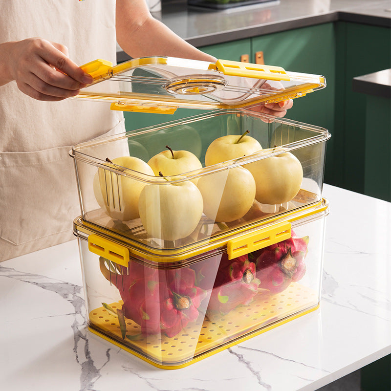 Refrigerator Storage Box Plastic Kitchen Organizer Timing Frozen Food Grade PET Sealed Large Capacity Transparent Storage Box