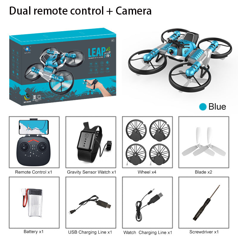 Land and air folding deformation motorcycle quadcopter gesture sensing aerial drone remote control aircraft toy