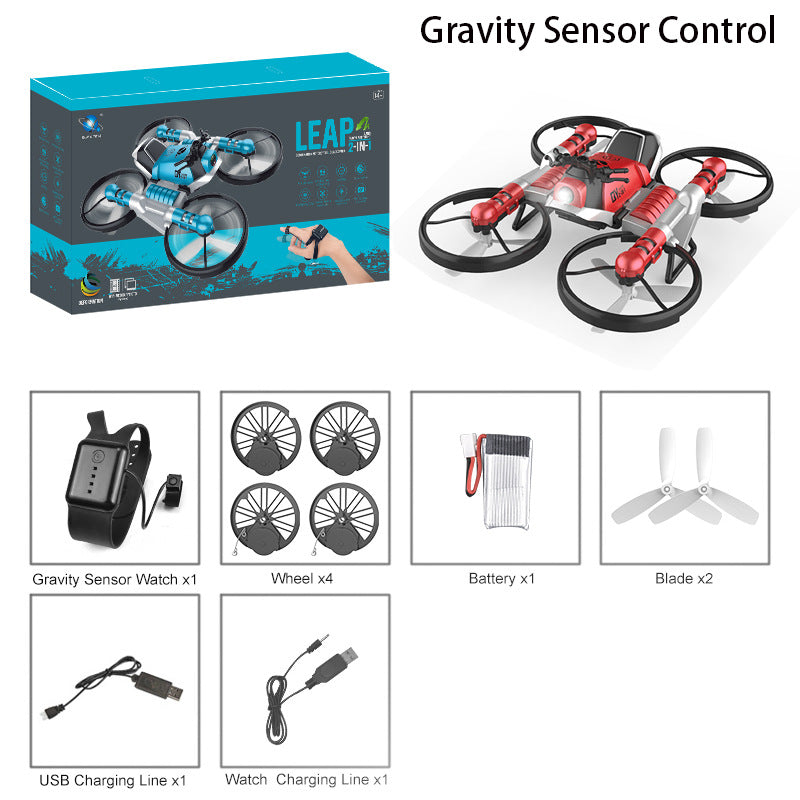 Land and air folding deformation motorcycle quadcopter gesture sensing aerial drone remote control aircraft toy