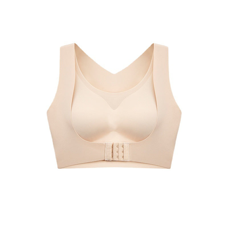 Cross-border foreign trade underwear two-in-one invisible seamless correction hunchback good no steel ring front buckle gathering underwear women