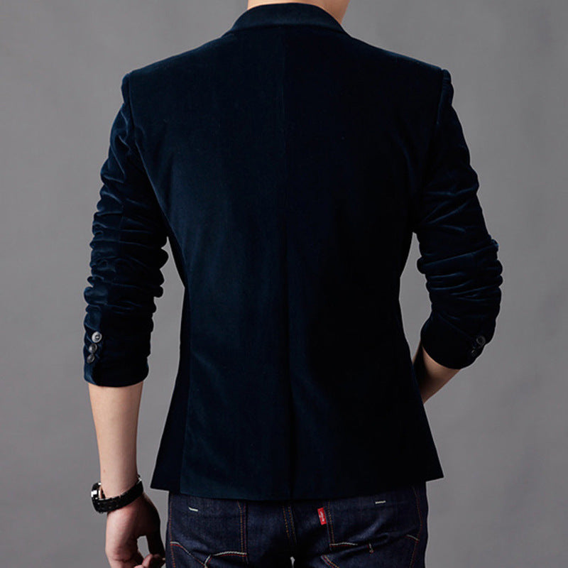 New Korean business casual suit for autumn and winter men's youth fashion slim corduroy suit small suit