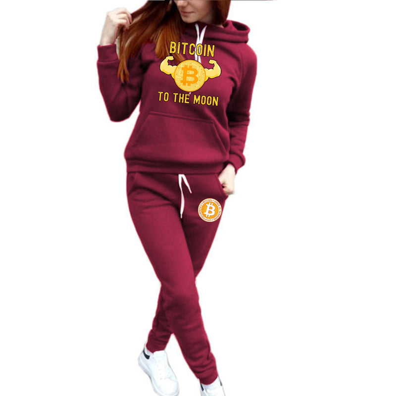 2021 autumn and winter new women's eBay AliExpress wish European and American fashion love printed fleece sports suit women
