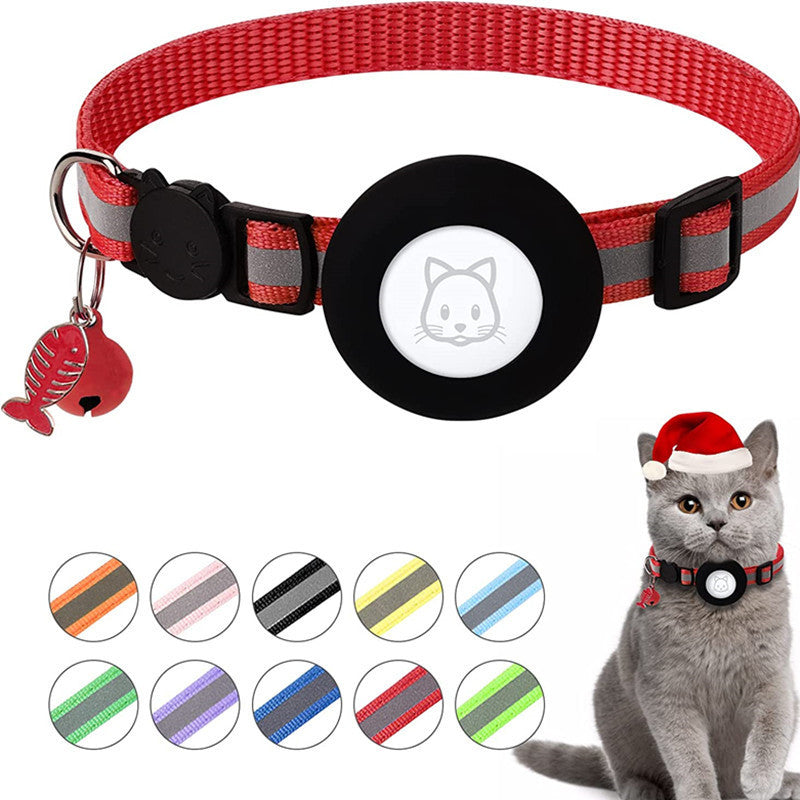 Suitable for Apple Airtag tracker protective case pet reflective belt bell fish bone pendant collar cat collar