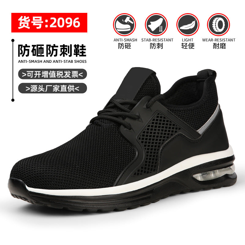 Men's anti-smash and anti-puncture safety shoes European standard air cushion lightweight and comfortable safety protection work shoes