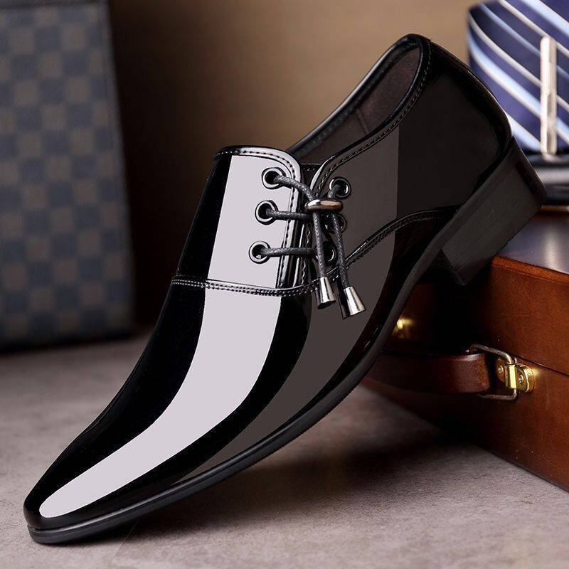 Men's leather shoes business formal shoes spring British Korean style casual bright paint leather shoes youth work trendy leather shoes
