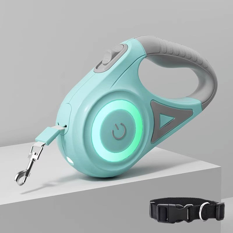 Dog retractable luminous automatic leash small and medium-sized dog walking rope dog chain Teddy outing pet supplies