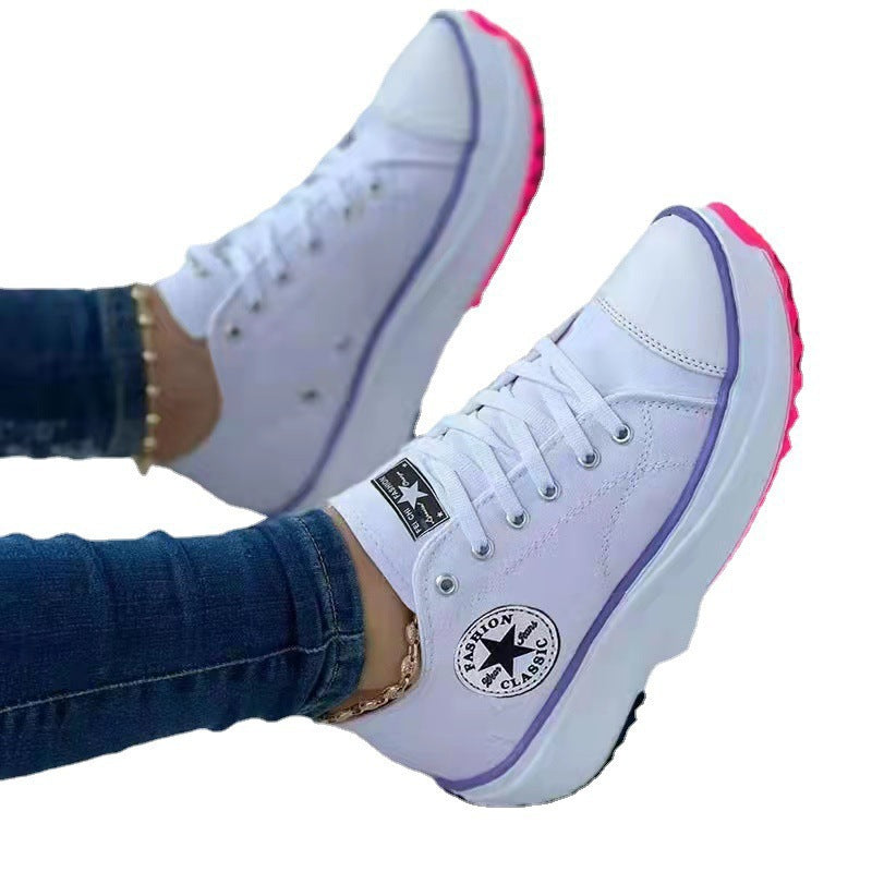 New spring low-top shoes for women thick-soled canvas shoes for women canvas spot platform bottom large size women's shoes