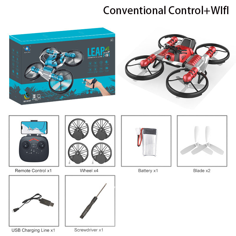 Land and air folding deformation motorcycle quadcopter gesture sensing aerial drone remote control aircraft toy