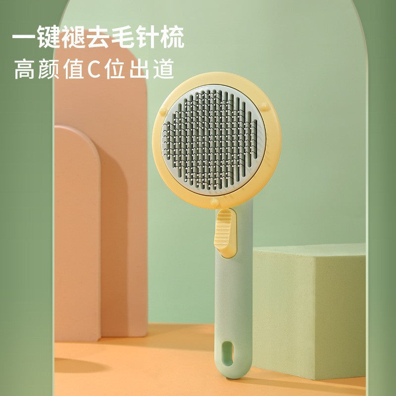 Strictly select new pet combs to remove floating hair comb one-key fading cat brush dog long and short hair self-cleaning comb open knot comb