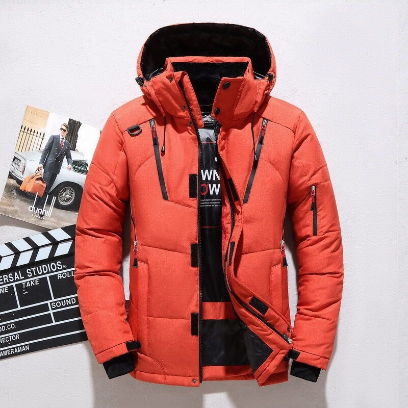 Cross-border hot selling men's winter outdoor warm thick sports cotton jacket containing white duck down youth fashion