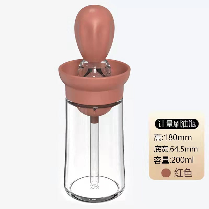 Oil pot brush kitchen silicone oil bottle brush household brush oil bottle quantitative brush oil barbecue brush creative glass brush oil pot