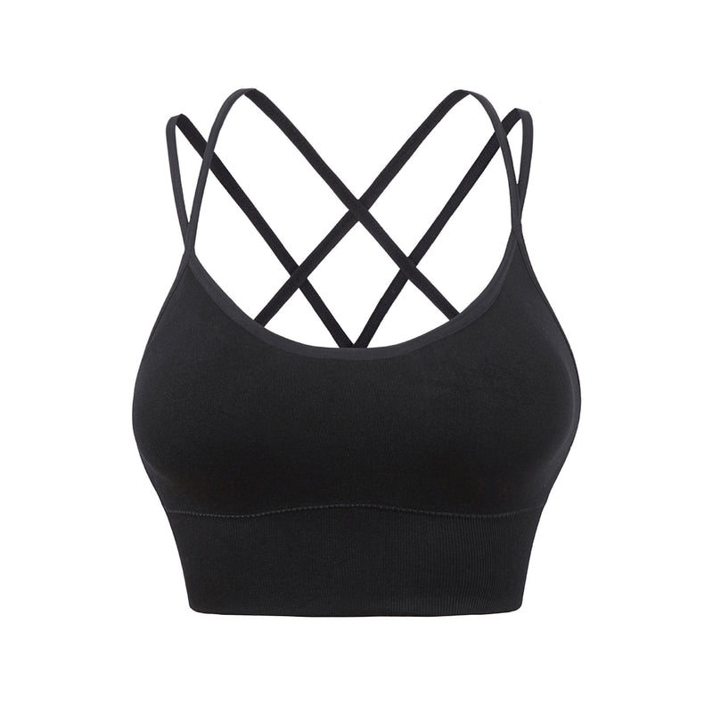 Thin strap cross back sports bra for women shock-proof quick-drying running yoga sports bra without rims large size bra