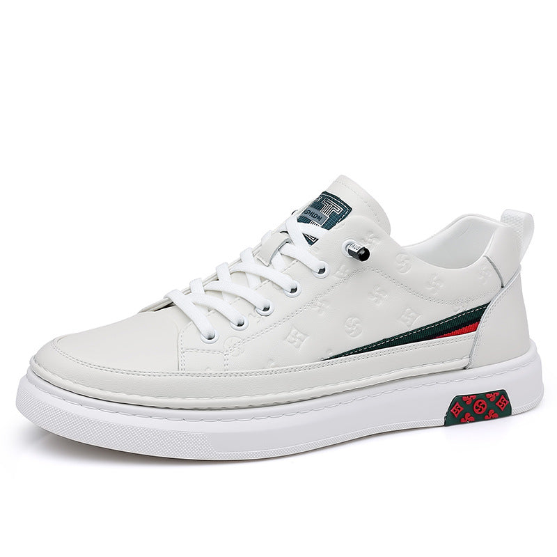 Men's shoes 2023 autumn new British fashion genuine leather casual white shoes men's trendy all-match slip-on sneakers