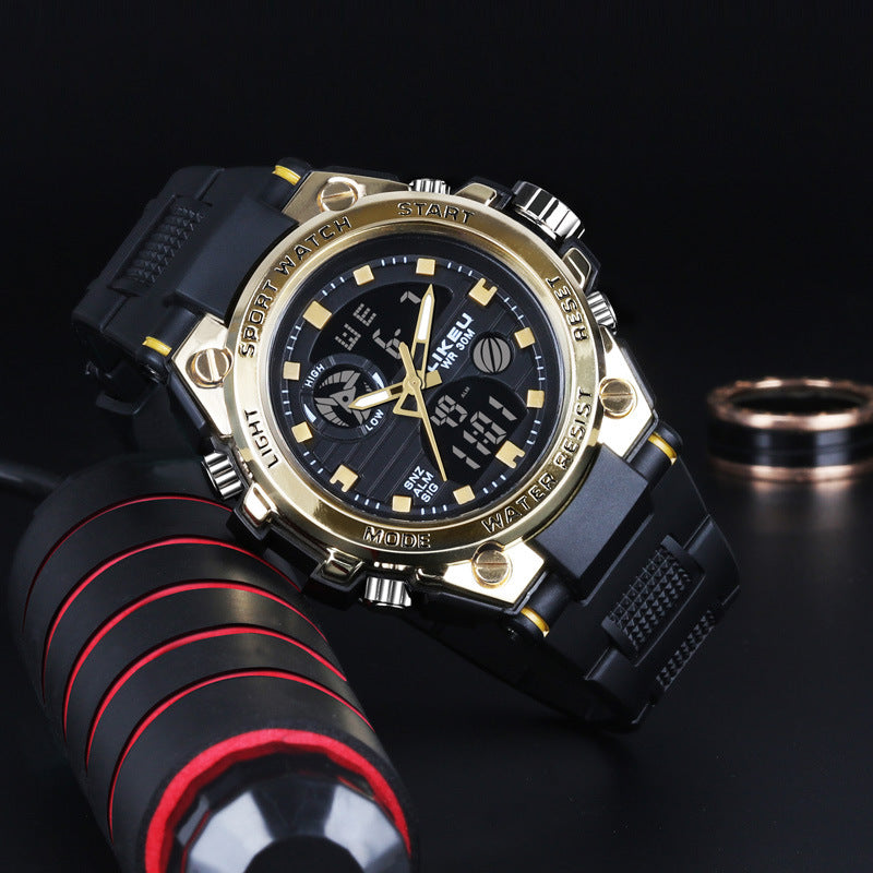 2021 new watch male black technology big dial luminous waterproof trend fashion youth student electronic watch
