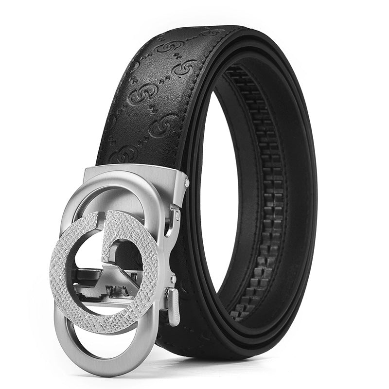 Men's alloy automatic buckle belt business casual fashion GG genuine leather outerwear belt Paul live broadcast