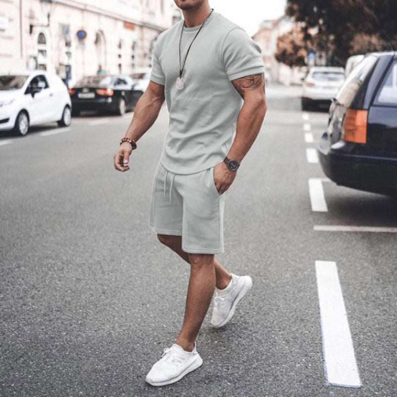 2021 new Amazon ebay hot style men's summer short-sleeved shorts suit sports casual suit men's