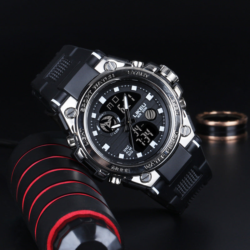 2021 new watch male black technology big dial luminous waterproof trend fashion youth student electronic watch