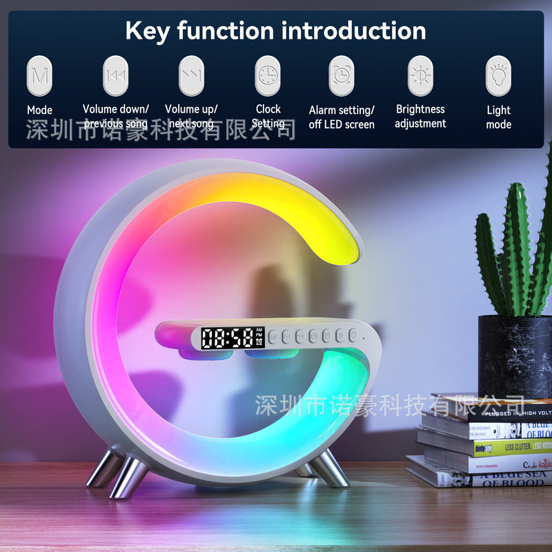 Big G light bluetooth speaker automatic atmosphere light wireless charging connection music timing alarm clock small night light small G sound