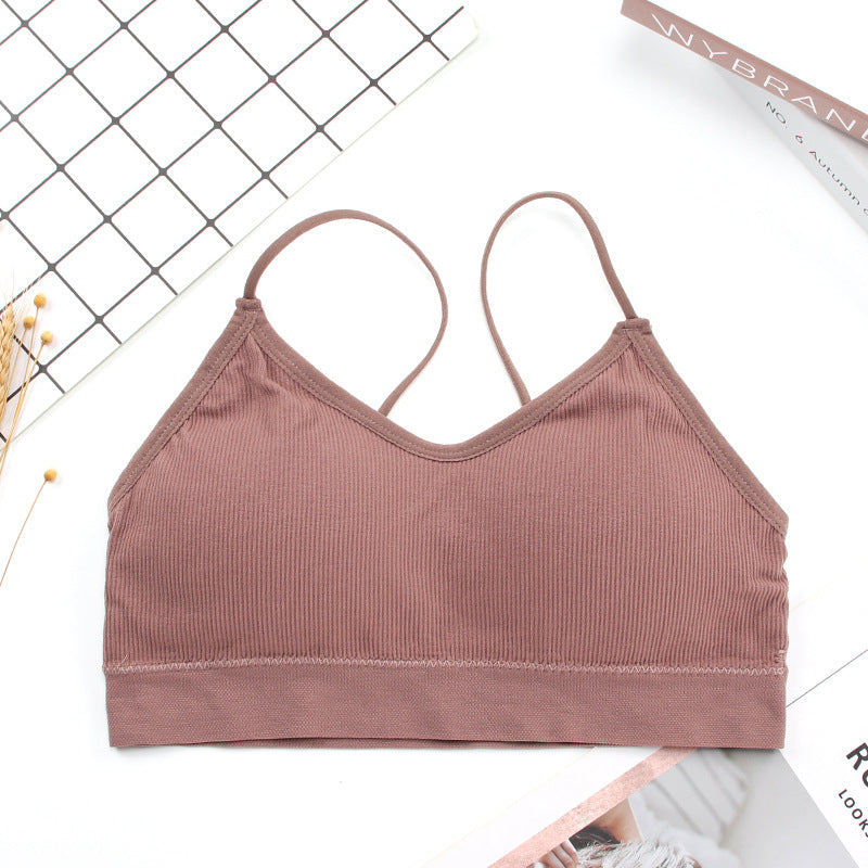 New seamless anti-glare tube top with chest pad threaded camisole beauty back wrap chest one piece bra underwear women